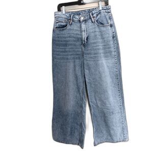 On 34th High-Rise Wide-Leg Jeans - Dark Wash Trouser Denim - Size 12/31